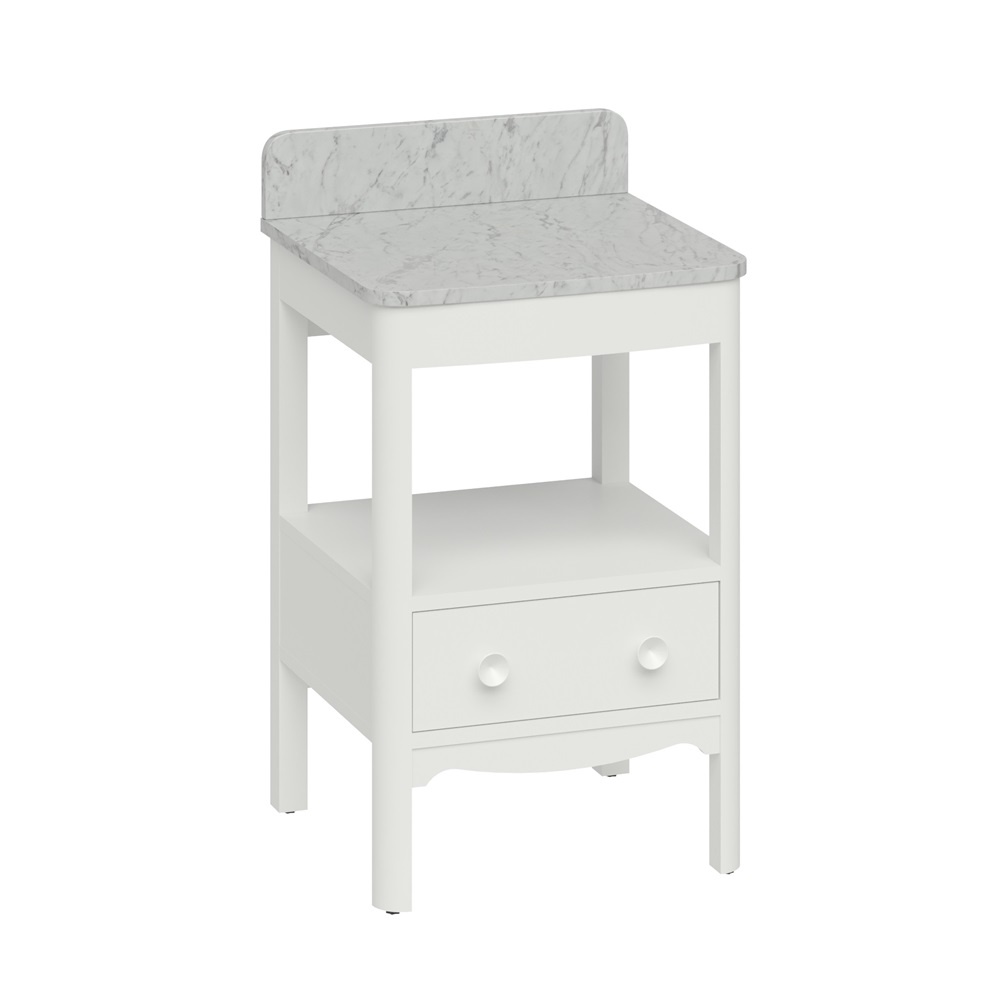 product cut out image of burlington guild 560 varley white furniture unit and carrara worktop GU5600DVW_FS GU560TMC